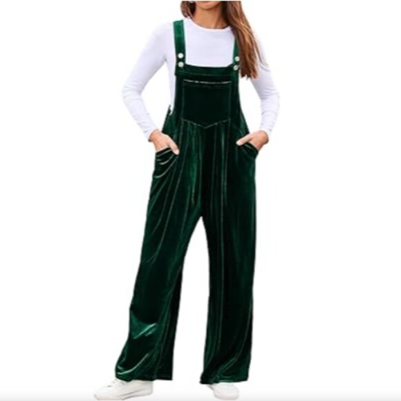 Casual Velvet Sleeveless Loose Jumpsuits Dressy Wide Leg Overalls, Small NWOT - Picture 2 of 10